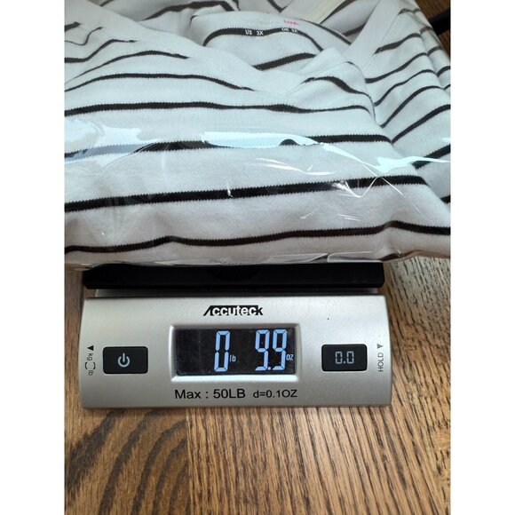 Isaac Mizrahi Womens Black White Striped V‎ Neck T Shirt Size 3X 100% Cotton - Picture 10 of 10